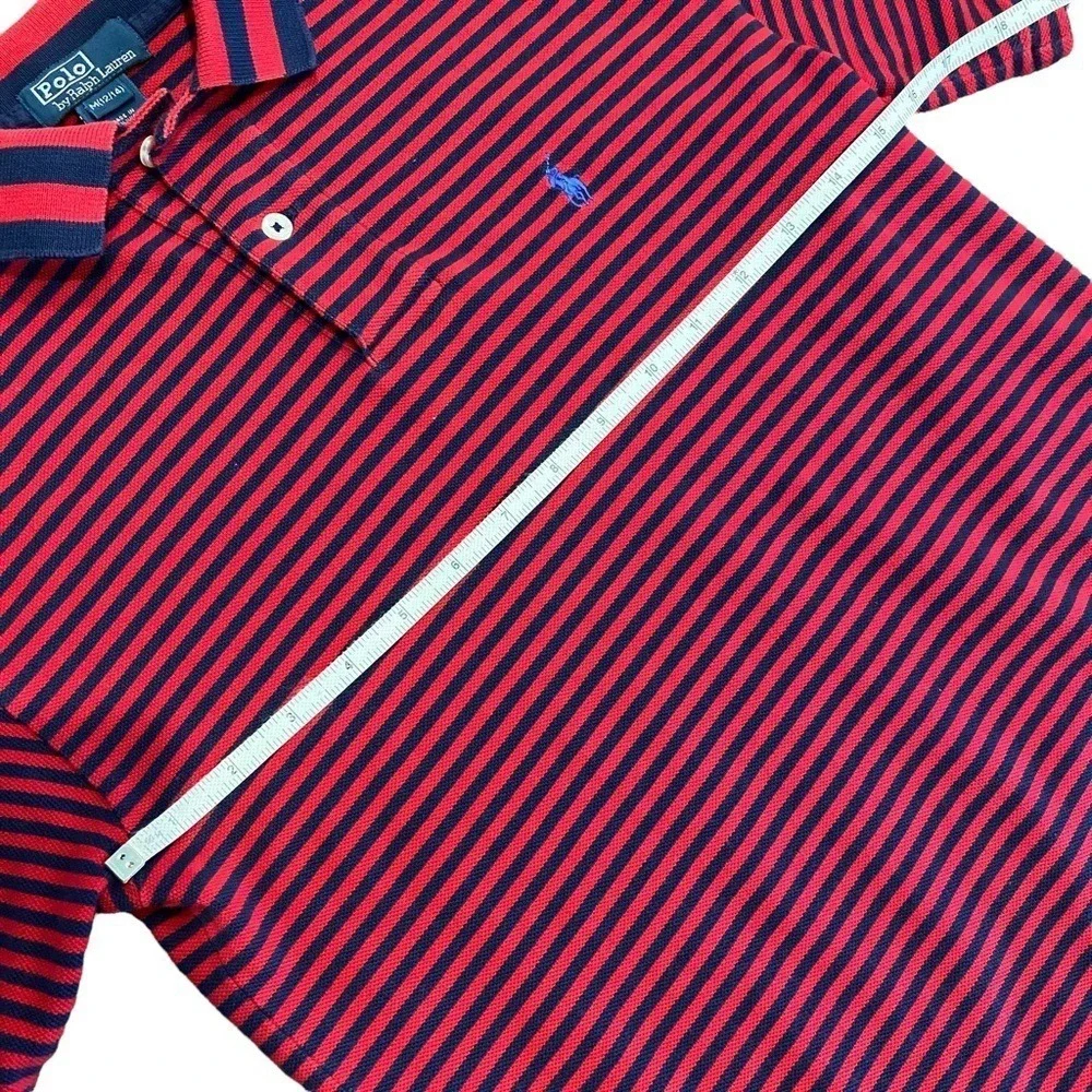 Polo Shirt Ralph Lauren‎ Boy's Red/Navy Stripe Mesh Polo Medium Preppy